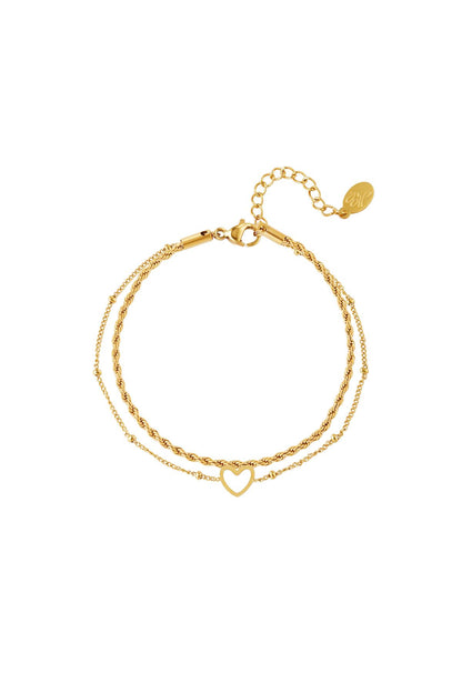 Meerlaagse roestvrijstalen armband Goud kleur Stainless Steel