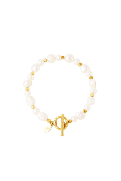 Roestvrij stalen armband parels Goud kleur Stainless Steel