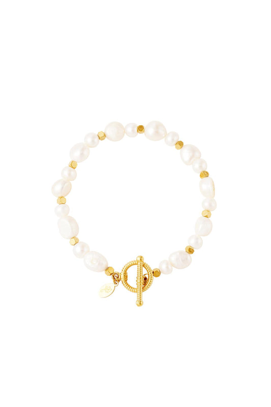 Roestvrij stalen armband parels Goud kleur Stainless Steel