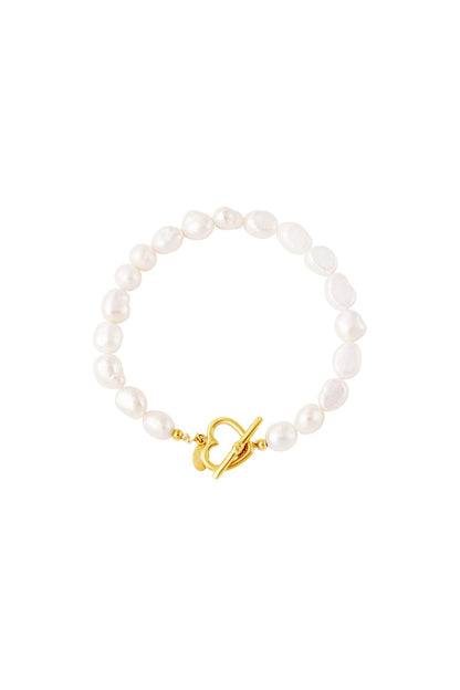 Armband parel hart sluiting Goud kleur Stainless Steel