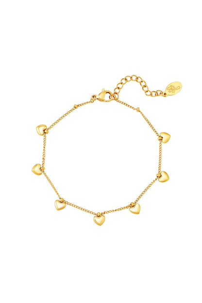 Armband met hartbedels Goud kleur Stainless Steel