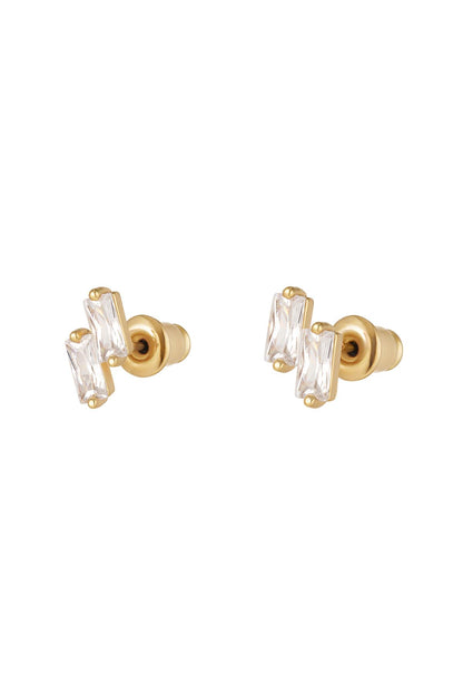 Oorstuds gekleurde steentjes - Sparkle collectie Goud kleur Koper