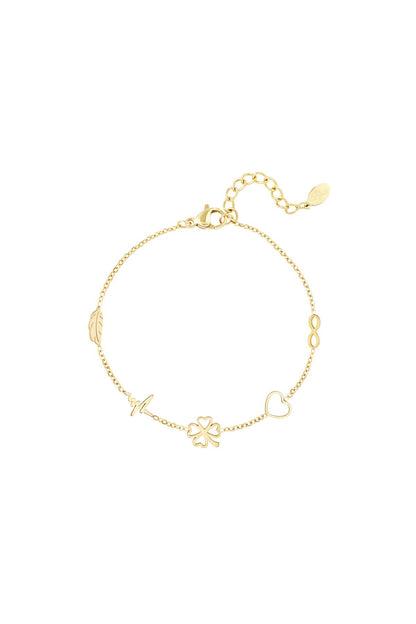 Minimalistische armband met bedels Goud kleur Stainless Steel