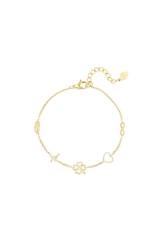 Minimalistische armband met bedels Goud kleur Stainless Steel