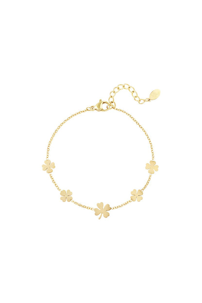 Armband 5 klavertjes Goud kleur Stainless Steel