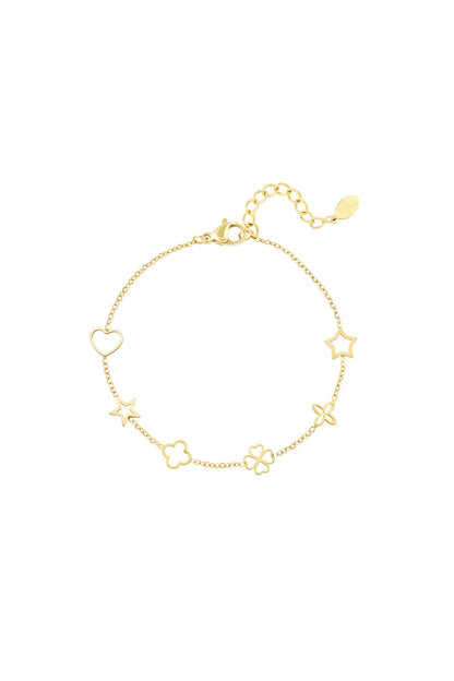 Armband met figuurtjes Goud kleur Stainless Steel