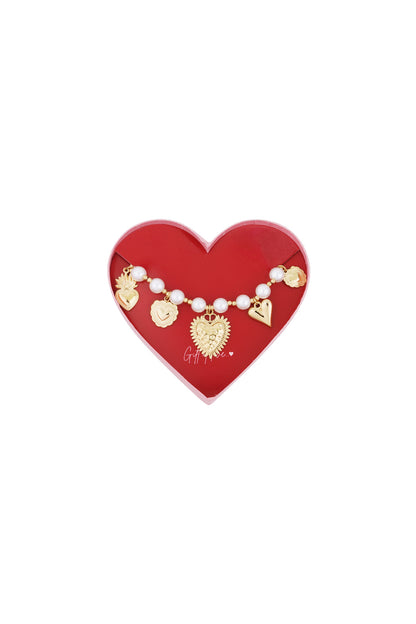 gift of love stainless steel parel hartjes armband