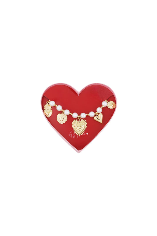 gift of love stainless steel parel hartjes armband