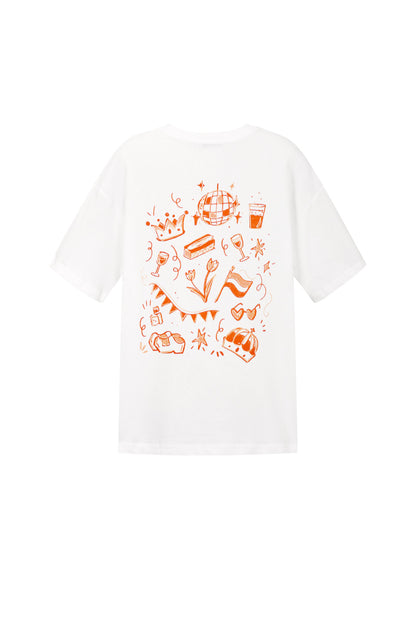 T-shirt met kroon-cartoonpatroon