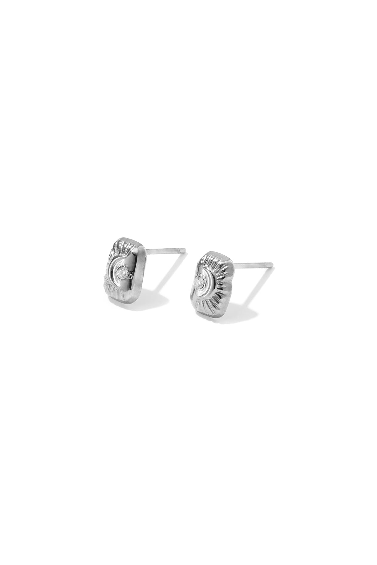 Roestvrijstalen oorknopjes met duivelsoogmotief, eenvoudige dagelijkse sieraden uit de Simple Series voor dames.