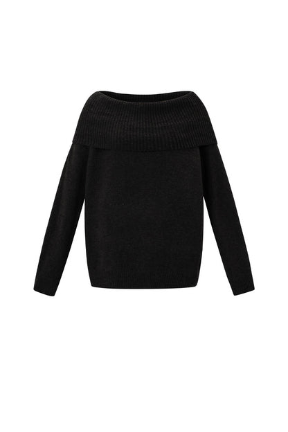 Gebreide Polyestervezel Vrouwen Off-Shoulder Trui Elegant Solide Kleur