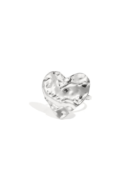 Statement ring gestructureerd hart