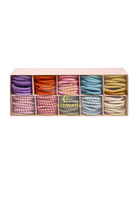 Haarelastiekjes in diverse kleuren, eenvoudig, van polyester, ideaal voor dagelijks gebruik.