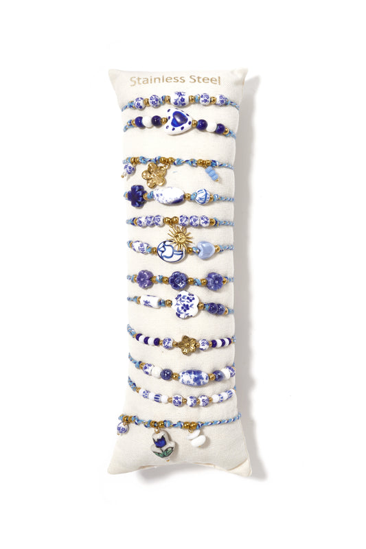 14K vergulde keramische armbandensets met bloemenmotief, vakantie-/strandthema, etnische serie, damessieraden