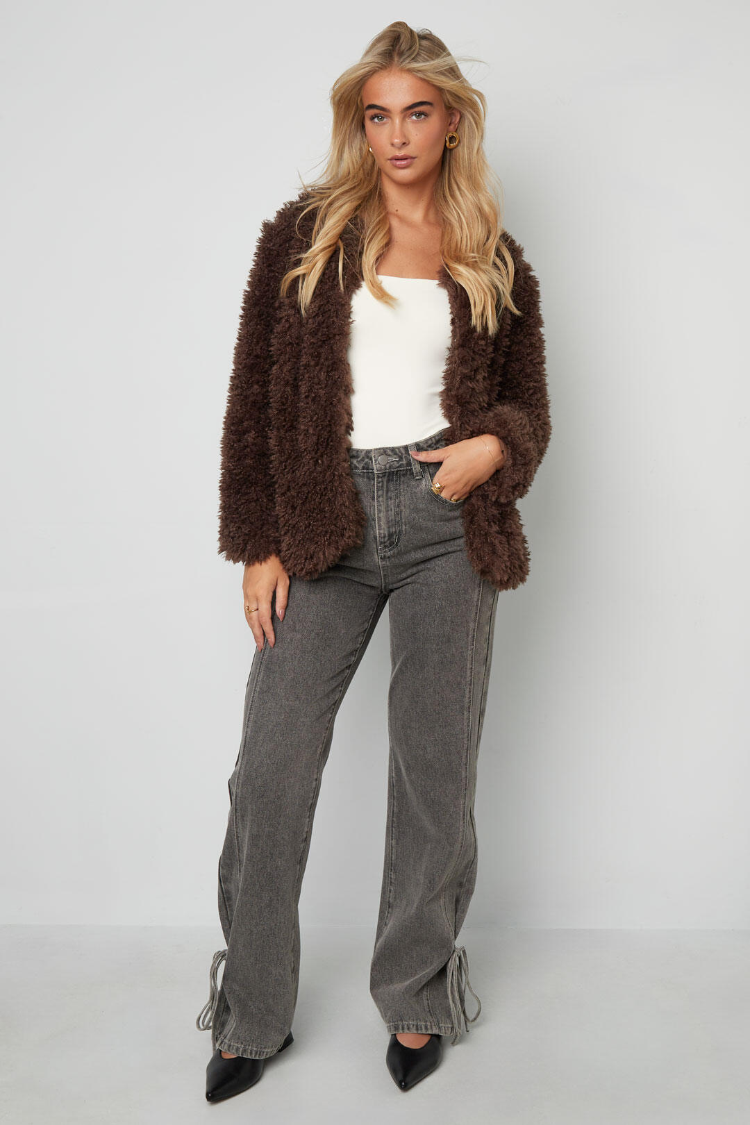 Geweven Polyestervezel Vrouwen Jas Elegant Solide Kleur Herfst/Winter