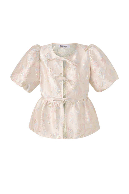 Elegant Floral Short Sleeve Top for Spring/Summer