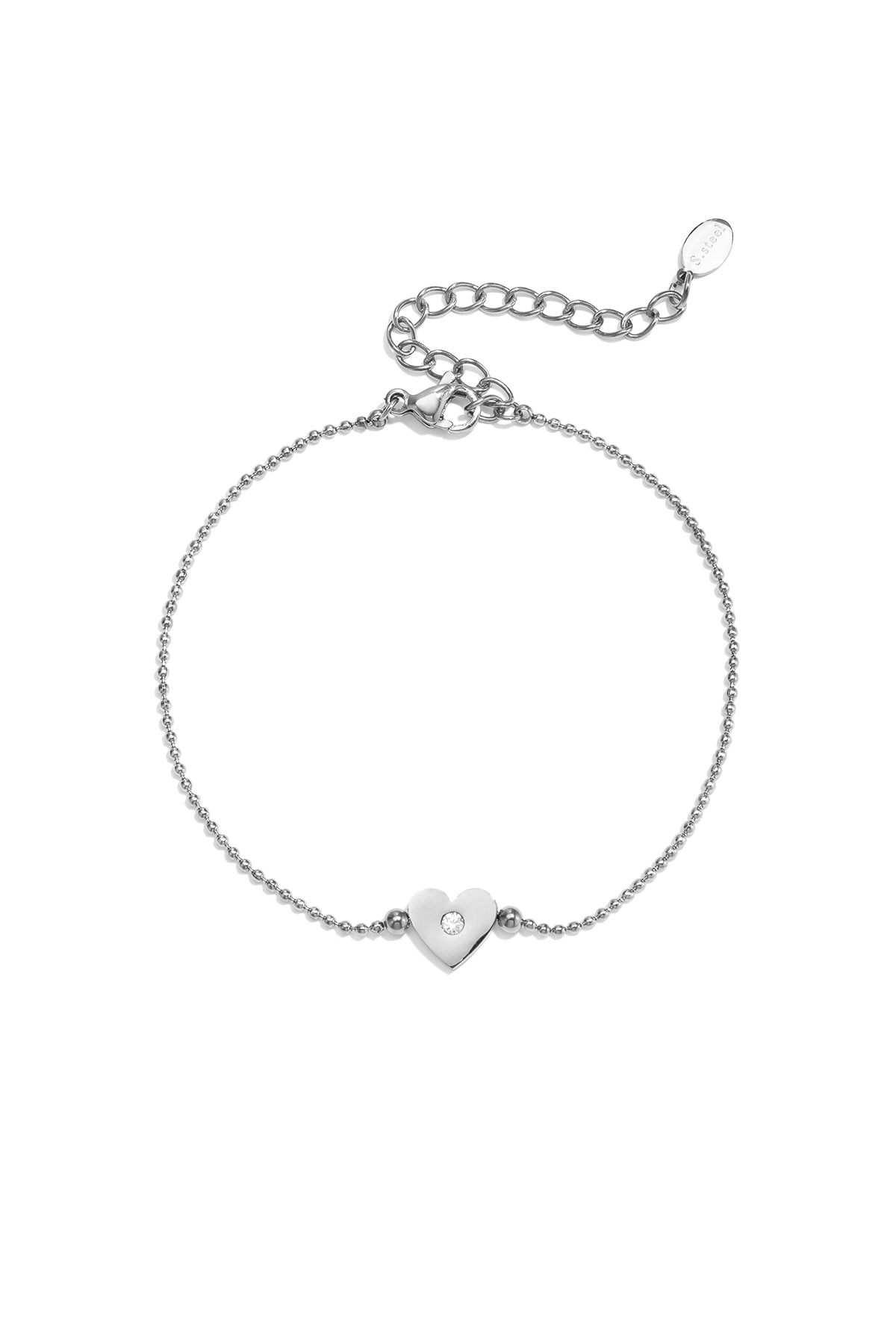 Roestvrijstalen bedelarmbanden met hartje, eenvoudige dagelijkse serie, dames sieraden