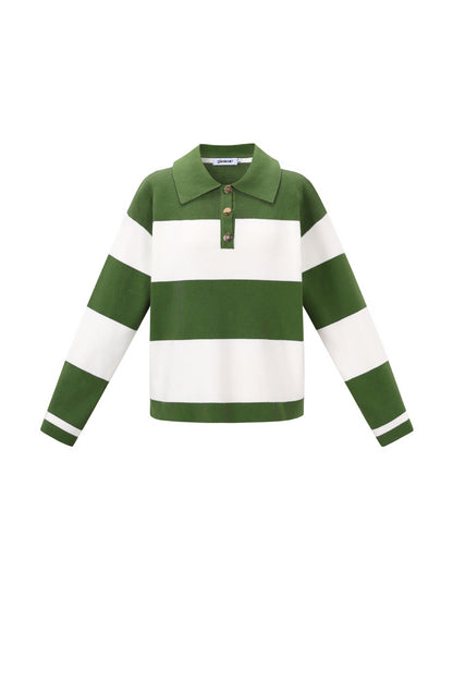 Gebreide Viscose Dames Polo Trui Strepen Herfst/Winter