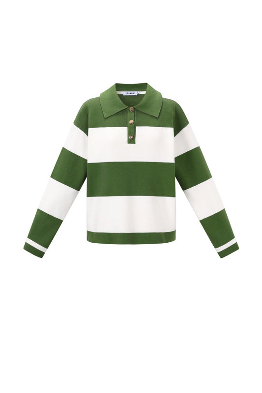 Gebreide Viscose Dames Polo Trui Strepen Herfst/Winter