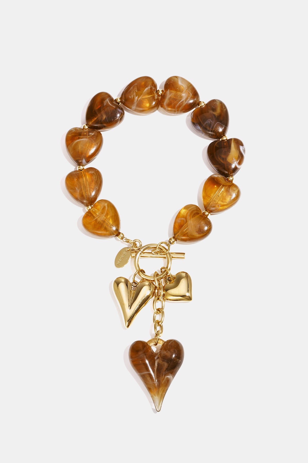 Kralenarmband met hangende harten charms