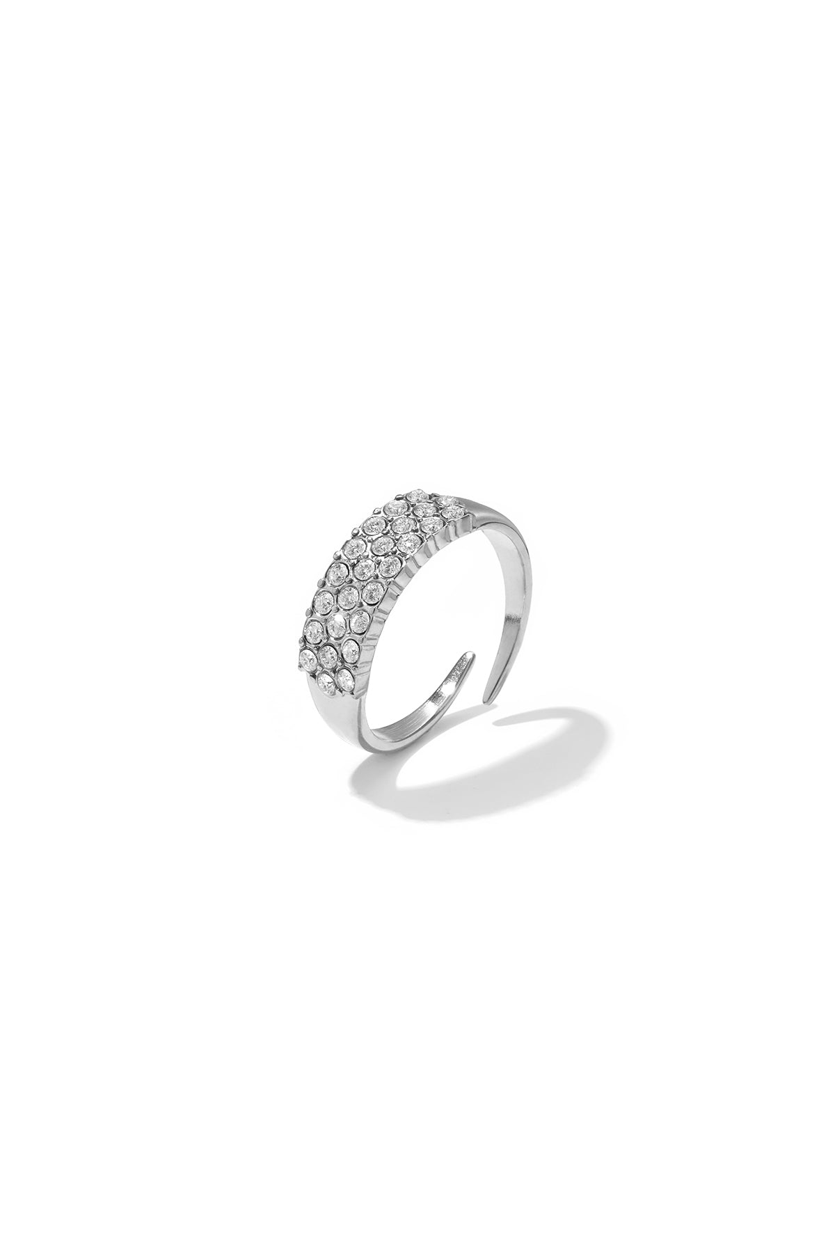 Verstelbare statement ring met strass