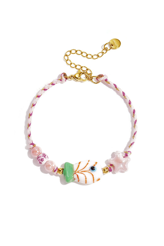 Kralenarmband met touwmotief, vis en ster kralen