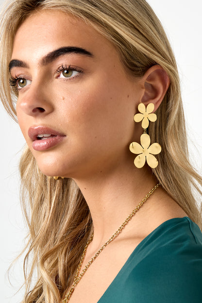 Oorbellen van roestvrij staal met bloemenmotief, casual, dagelijks, eenvoudig, serie, damessieraden