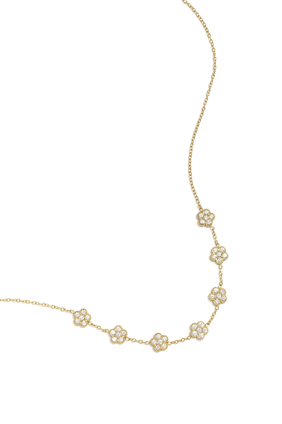 Elegante ketting met zirkonia belegde bloemen