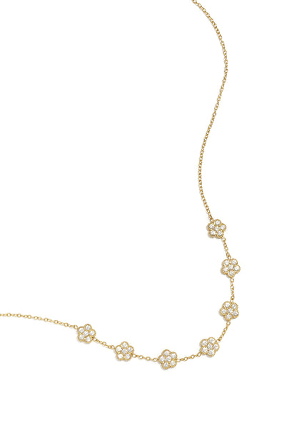 Elegante ketting met zirkonia belegde bloemen