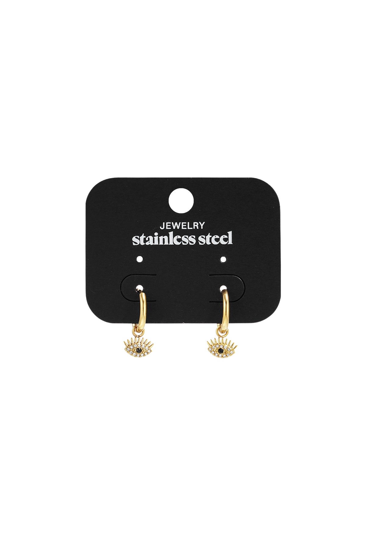 Roestvrijstalen hangende oorbellen met duivelsoogmotief, casual, dagelijks en eenvoudig model, dames sieraden
