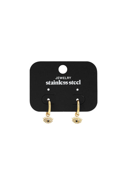 Roestvrijstalen hangende oorbellen met duivelsoogmotief, casual, dagelijks en eenvoudig model, dames sieraden