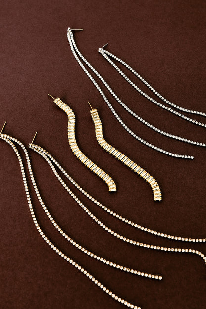 Oorbellen met hangertjes van roestvrij staal en ketting, Simple Daily Simple Series, damessieraden