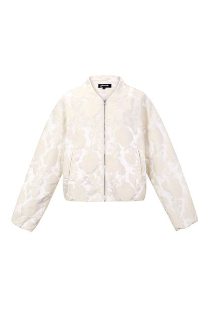 Woven Polyester Fiber Vrouwen Bomber Jas Casual Bloemenprint