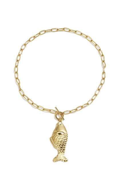 Roestvrijstalen hangerkettingen met vismotief, eenvoudige dagelijkse sieraden uit de Simple-serie voor dames.