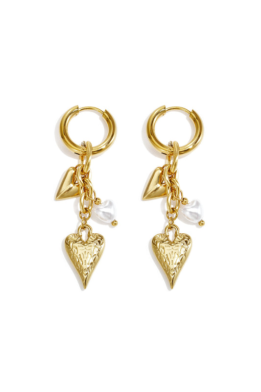 Oorbellen van roestvrij staal met hartjesmotief, Simple Daily Simple serie, dames sieraden
