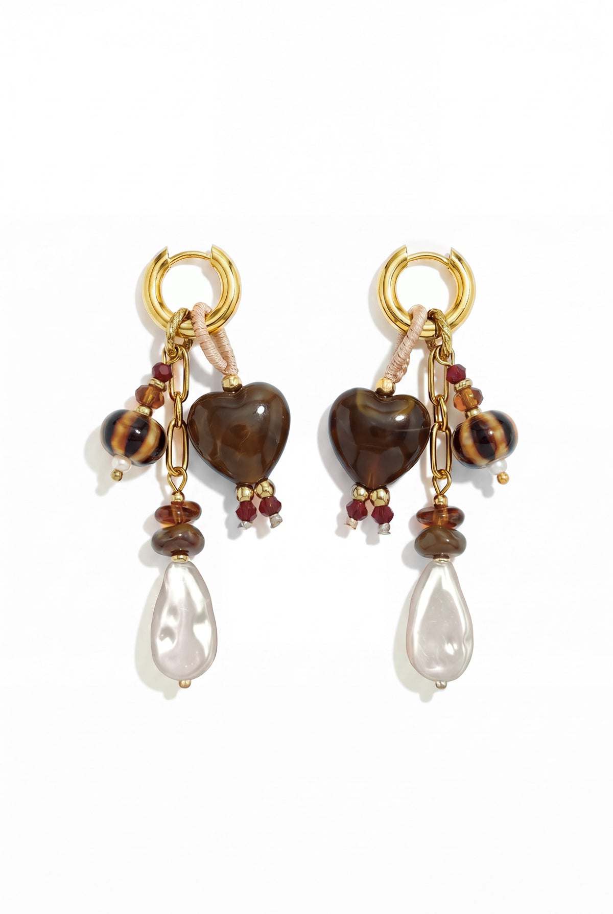 Oorbellen van roestvrij staal met hartjesmotief, Simple Daily Simple serie, dames sieraden