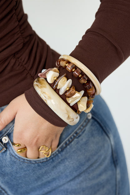 Armbanden van acryl met 14-karaats verguld goud, Daily Simple serie, damessieraden