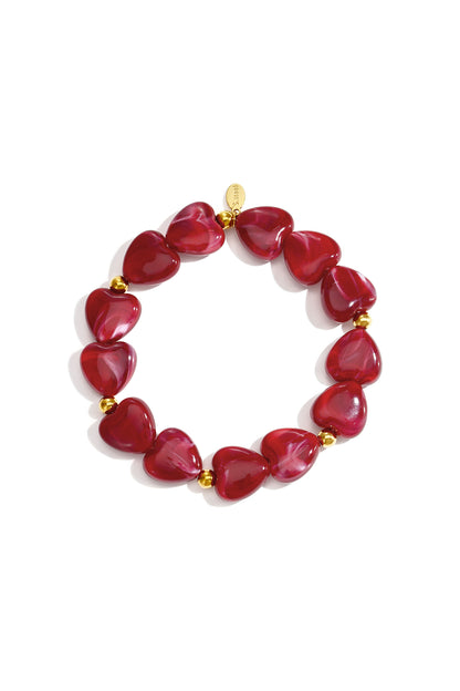 Acryl kralenarmbanden met hartje, eenvoudige dagelijkse serie, dames sieraden