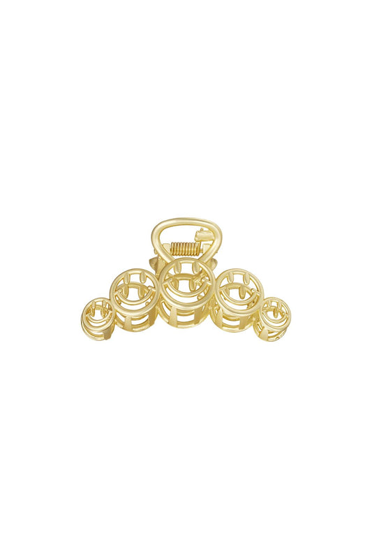 Grote metalen haarclip Smiley Vintage Goud kleur Metaal