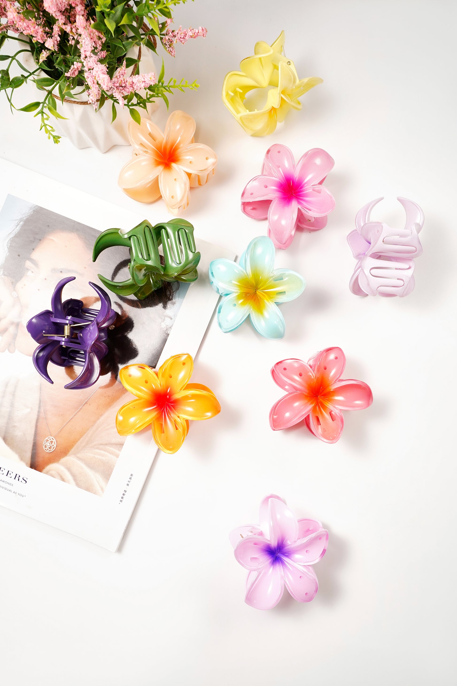 Haarclip met gradiëntbloem Hawaii love