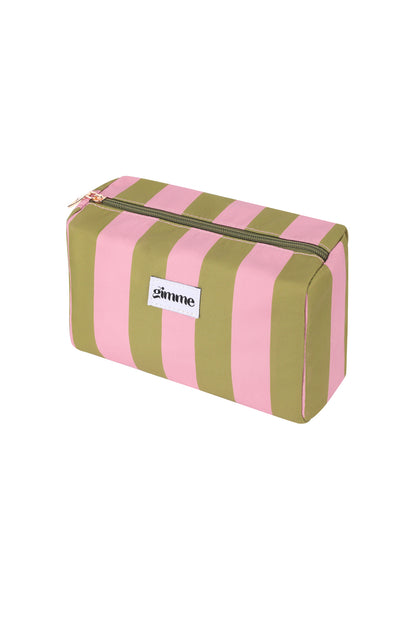 Make-up tas grote strepen - Roze groen