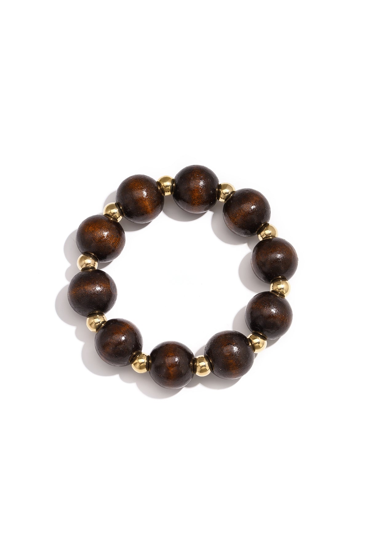 Houten kralenarmband met gouden details
