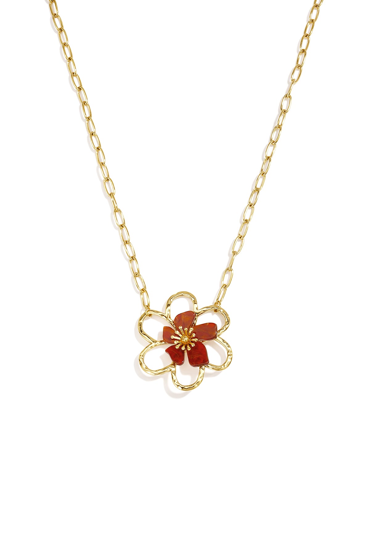 Roestvrijstalen hangerkettingen met bloemmotief, eenvoudige dagelijkse sieradenserie voor dames.