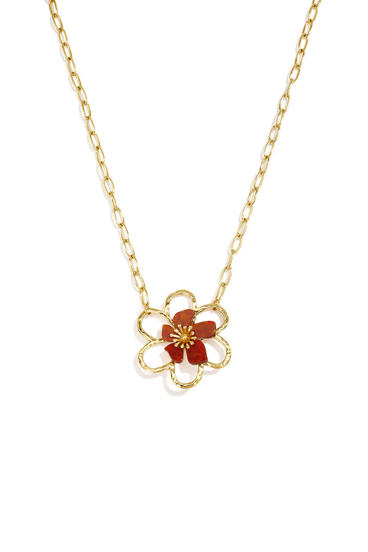 Roestvrijstalen hangerkettingen met bloemmotief, eenvoudige dagelijkse sieradenserie voor dames.