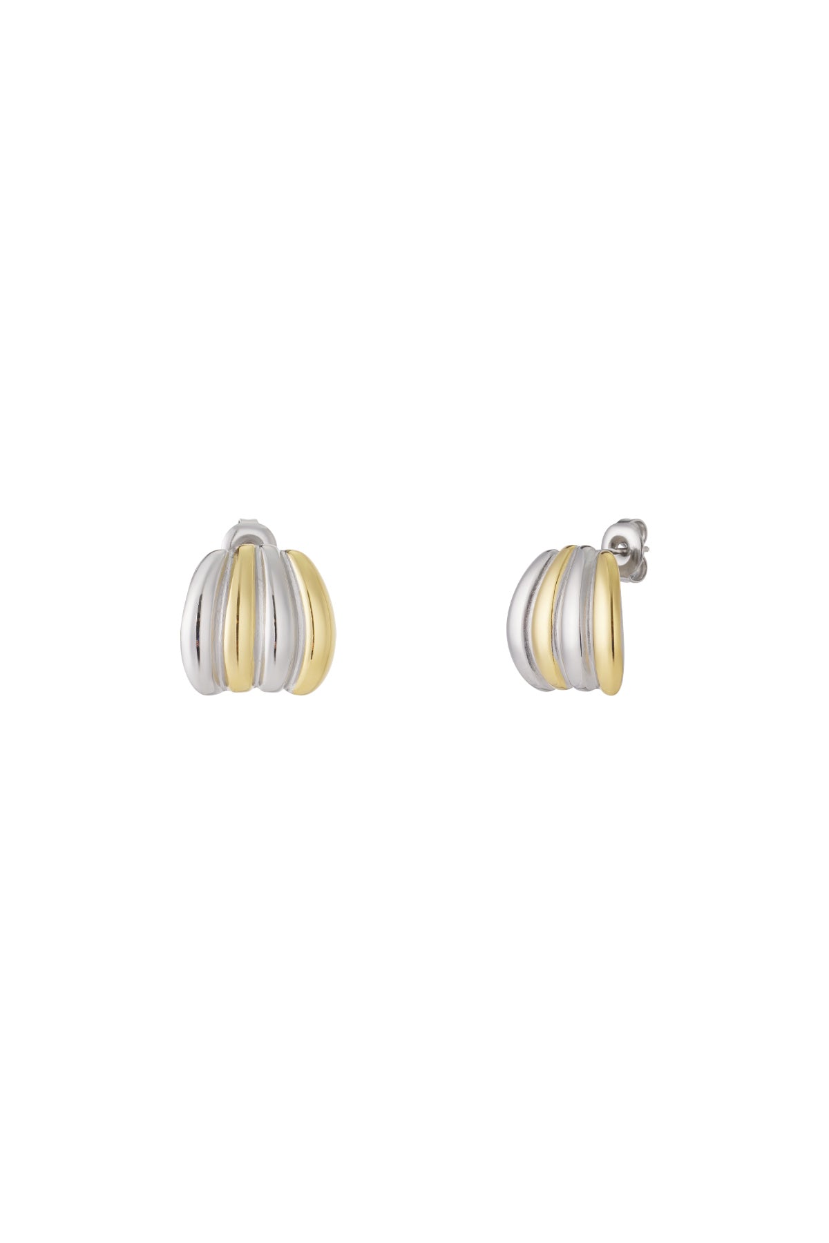 Zilveren Gouden Fusion Oorbellen