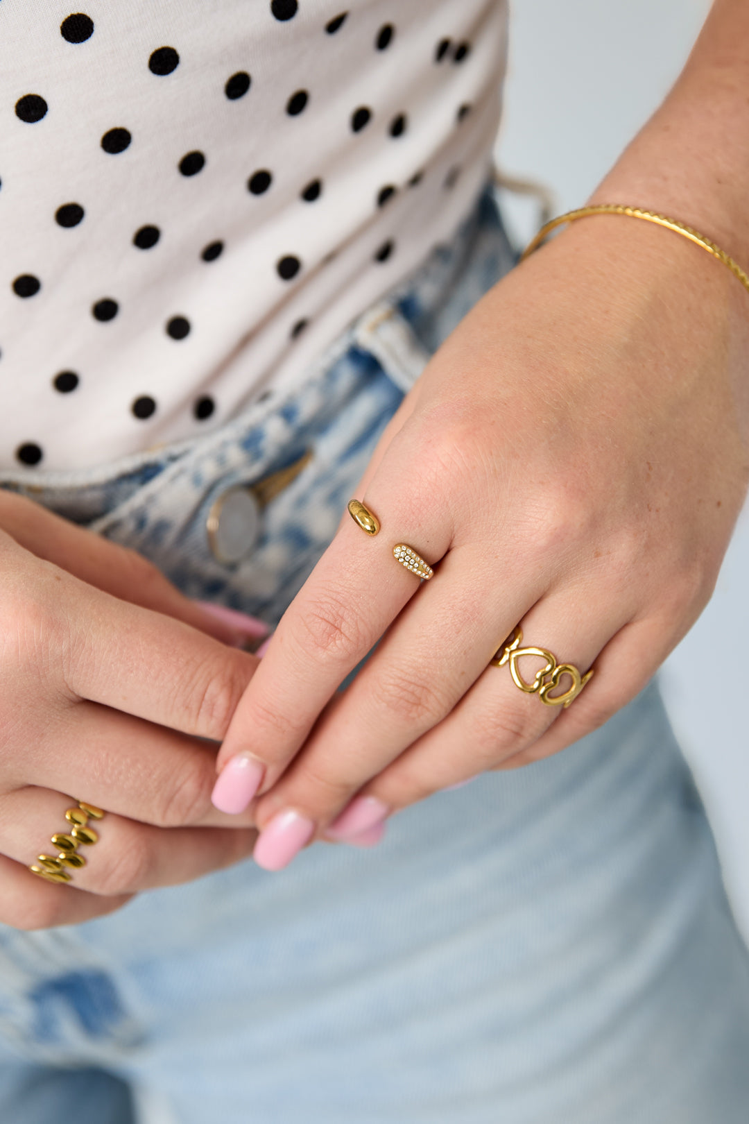 Minimalistische ringen van roestvrij staal met 14-karaats goudlaag, ronde, casual, dagelijkse, eenvoudige serie, dames sieraden