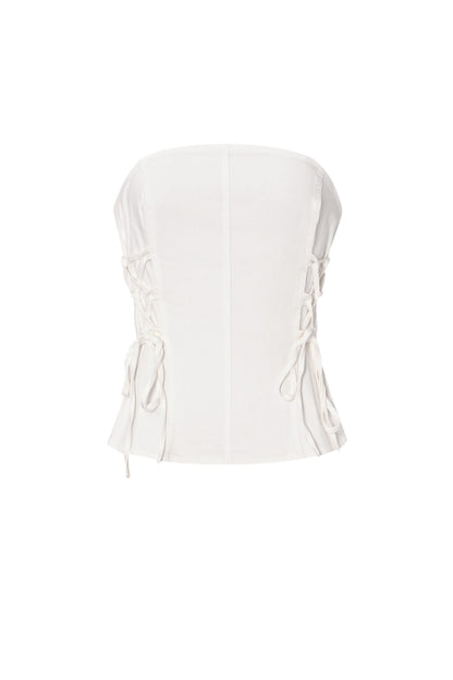 Elegant Off-White Cotton Denim Top for Spring/Summer