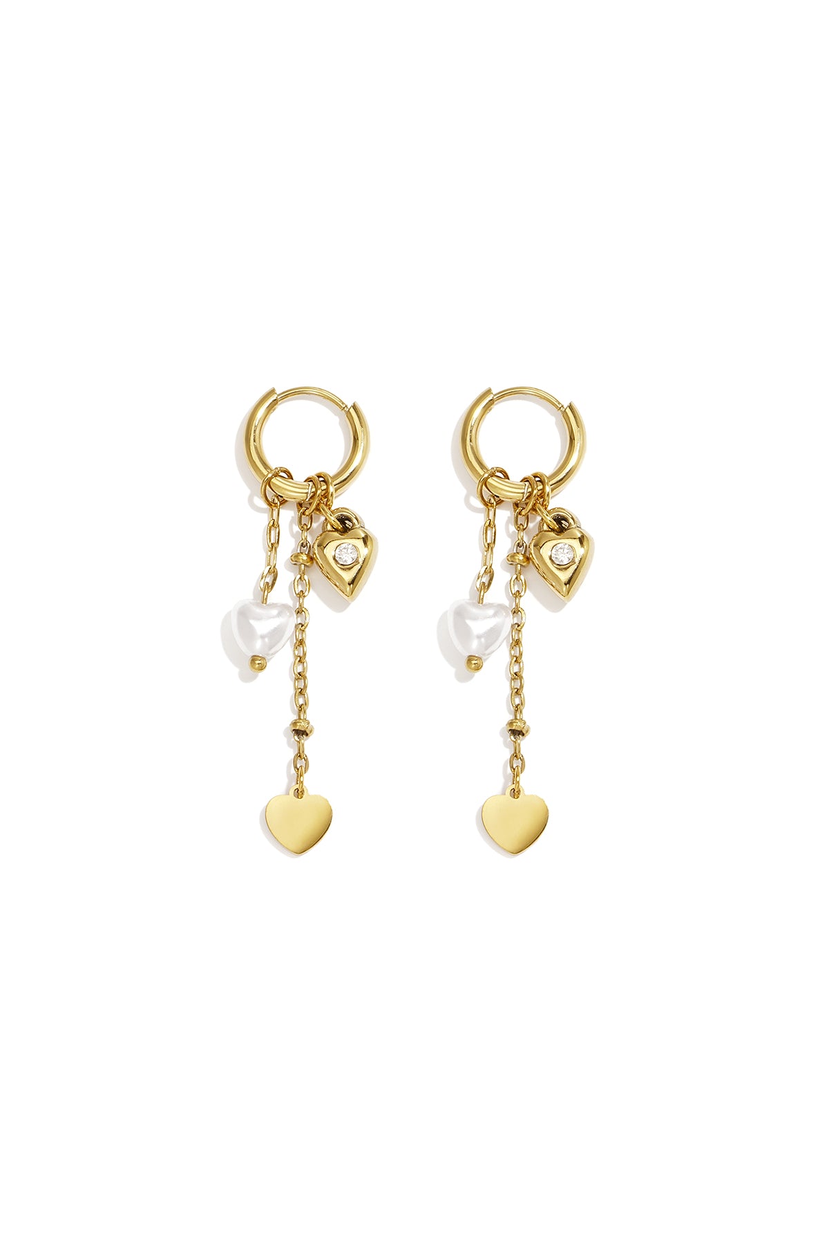 Oorbellen van roestvrij staal met hartjesmotief, Simple Daily Simple serie, dames sieraden