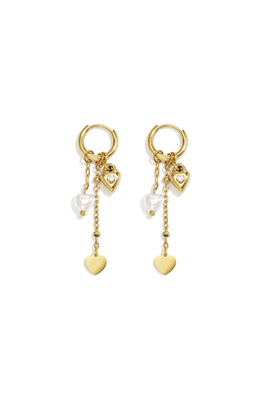 Oorbellen van roestvrij staal met hartjesmotief, Simple Daily Simple serie, dames sieraden