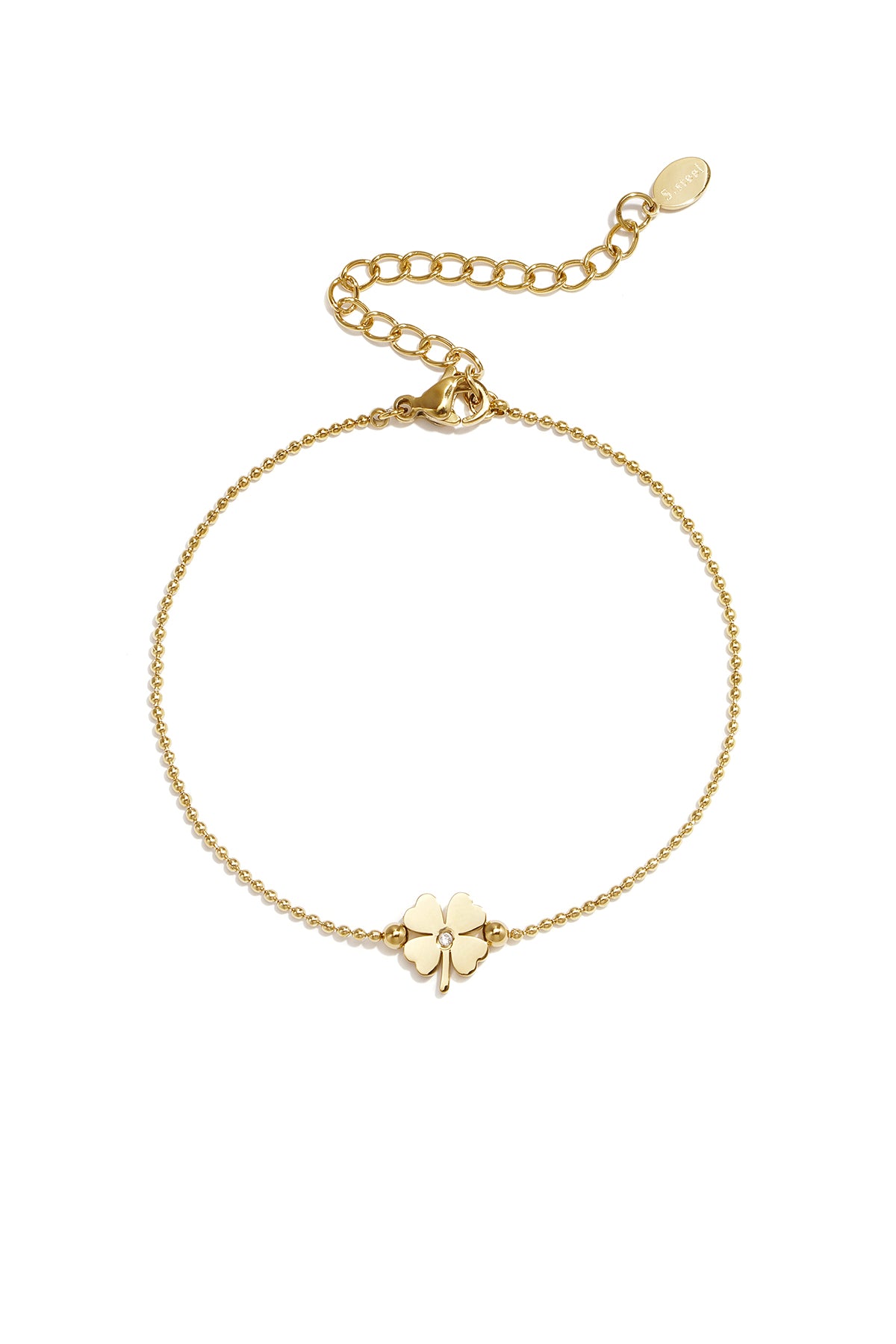 14K verguld roestvrijstalen bedelarmbanden met klavermotief, eenvoudige dagelijkse sieradenserie voor dames.